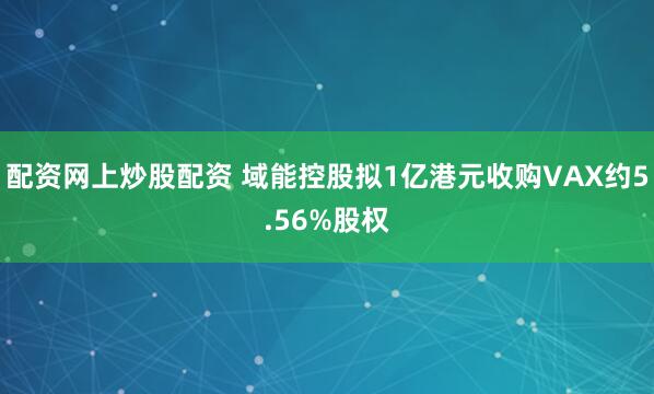 配资网上炒股配资 域能控股拟1亿港元收购VAX约5.56%股权
